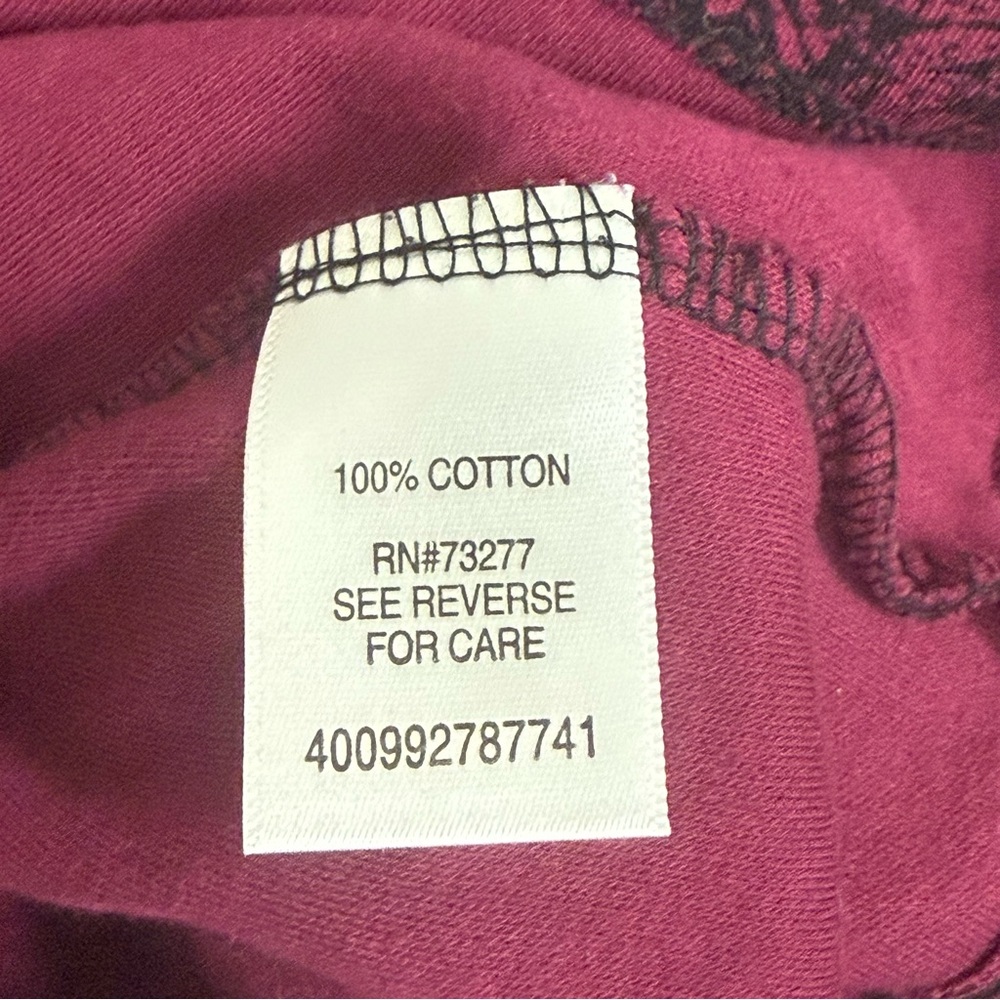 Croft & Barrow Magenta Abstract Print V-Neck Long Sleeve Tee XL - Picture 6 of 8